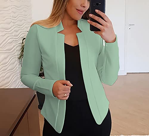 Womens Casual Fashion Blazer Jackets Open Front Lightweight Mock Neck Long Sleeve Work Office Manager Suits Jackets2