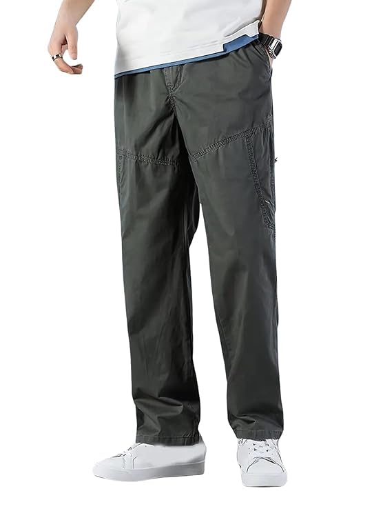 Men Cargo Pants 100% Cotton | Relaxed Fit Utility Cargos for Men with 6 Pockets | Breathable Durable Fabric | Casual Streetwear Travel & Outdoor Pants-image-39