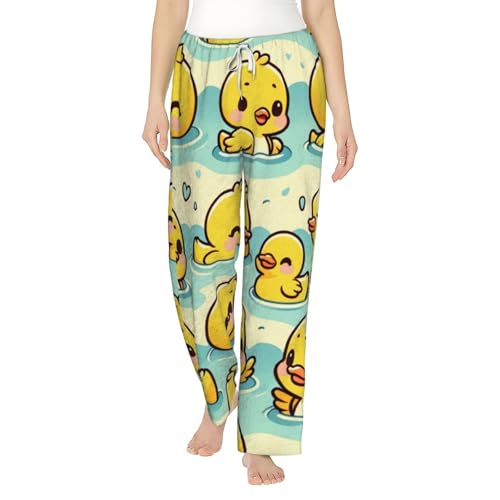 Pantalon de pyjama en polaire Kawaii-Duck pour femme en flanelle douce