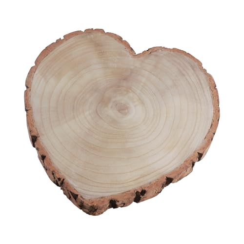 Chaks - Holz Herz Tischdeko mit Rinde, 30x30x3cm, natürliche Dekoration für Hochzeit, Valentinstag und DIY Projekte