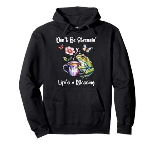 Sleepy Cute Frog Dont Be Stressin Lifes a Blessing Butterfly �p�[�J�[