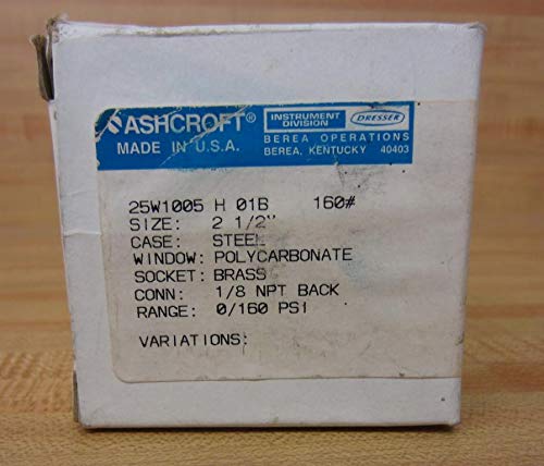 ASHCROFT 25W1005-H-01B-160 0-160 PSI, Pressure Gauge