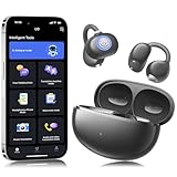 Open-Ear Headphones, AI Translator Earbuds Real-Time 163 Languages & Accents, 3-in-1 Open Ear Earbuds Wireless Bluetooth Headphones with Charging Case, HiFi Stereo Deep Bass Fit Sport Travel, Gray