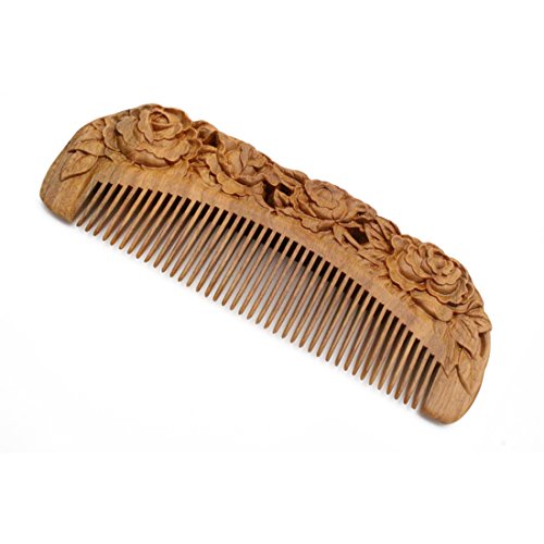 Yoy Handmade Carved Natural Sandalwood Hair Comb - Anti-Static No Snag Brush For Men's Mustache Beard Care Anti Dandruff Women Girls Head Hair Accessory (Hc1006) #TOP3