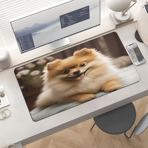 Mouse Pad grande anti deslizante con diseño de perro pomerania miniatura 6