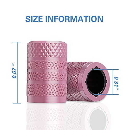 Image of CKAuto Tire Valve Stem Caps, Pink, 4 pcs /Pack, Anodized Aluminum Tire Valve Cap Set, Corrosion Resistant, Universal Stem Covers for Cars Trucks Motorcycles SUVs and Bikes