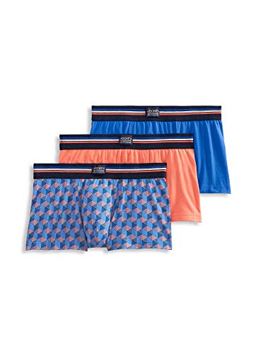 Jockey Men's Underwear USA Originals Cotton Stretch Trunk - 3 Pack, Blue/Coral Geo/Coral