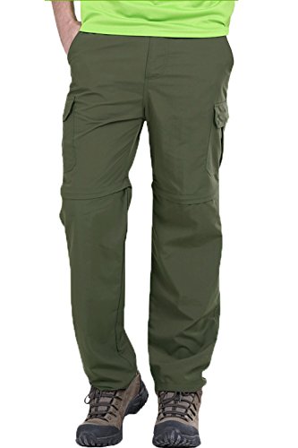 Mr.Stream Men's Hiking Quick Drying Outdoor Trekking Athletic Sports Fitness Convertible Cargo Pants L Green