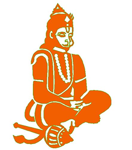 The Ansh Sticker Hanuman Phrases Sticker for Windows, Sides, Bumper, Hood - Orange (12 cm x 15 cm)