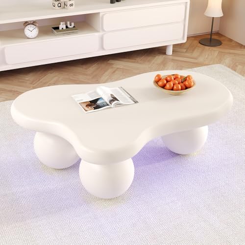 Sweiko Table Basse Design Nuage avec éclairage LED (16 Couleurs), Forme Originale, Pieds arrondis, Idéale pour Salon Moderne et Chambre d'enfant,Plateau...