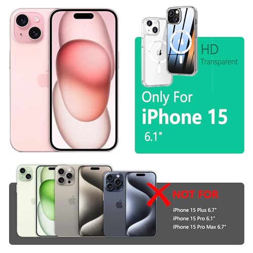 Image of ONES for iPhone 15 Case, Hybrid Magnetic Phone Case, Compatible with MagSafe, Military Grade Protection, Shockproof Airbag, Anti-Yellow Silicone Cover, Scratch-Resistant, Thin, Clear