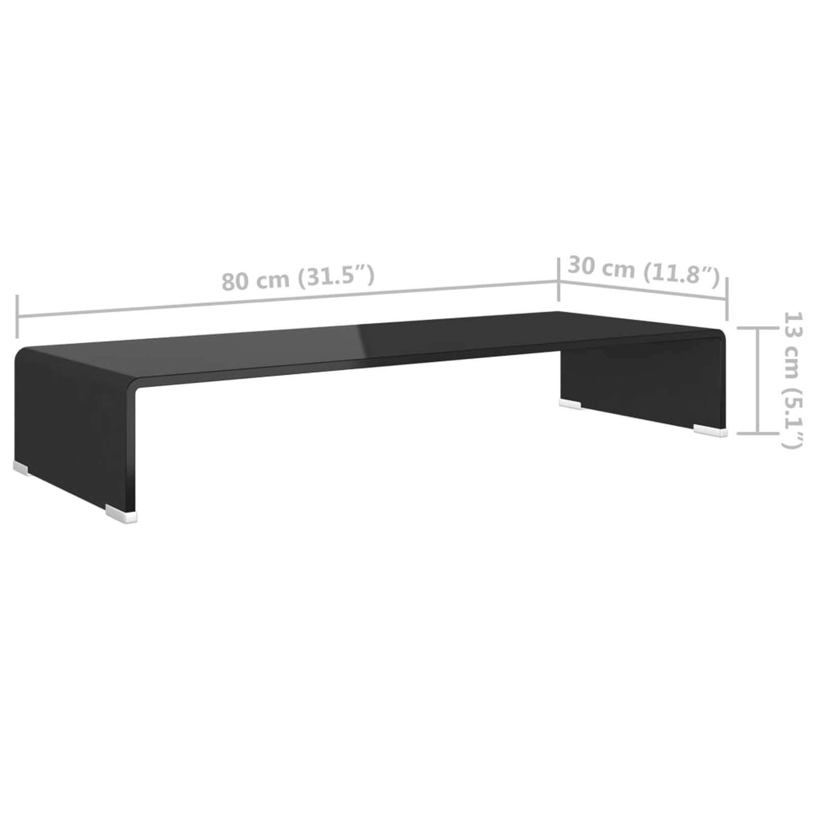 Homgoday Supporto per TV / Monitor Riser Vetro Nero 80x30x13 cm, Supporto da scrivania per Monitor Riser, Espositore per Laptop e Monitor