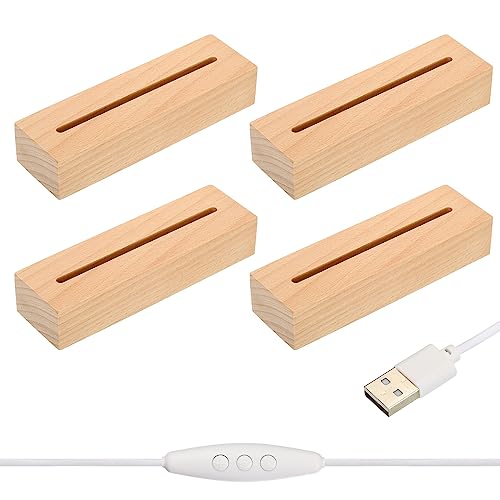 PATIKIL 4 Pcs Wooden Light Stand Base 2.8", 16 Colors LED