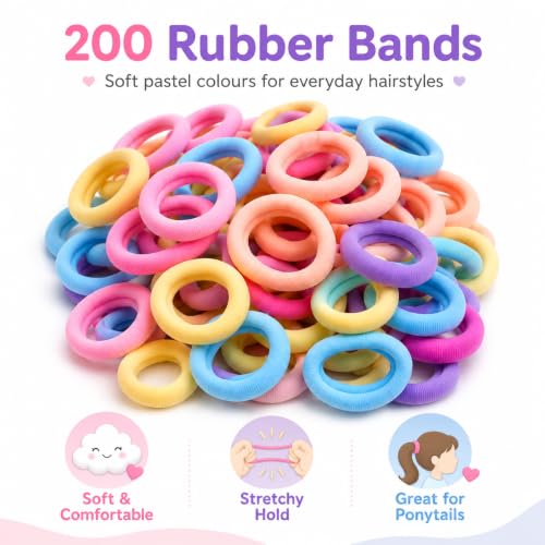 Image of 300 Pcs Hair Accessories for Kids Girls | Cute Baby Hair Clips, Rubber Bands, Nancy Bands, Hair Beads & Mini Claw Clips Combo | Hair Accessories for Baby Girl | Kids Hair Clips Set | Mixed Designs