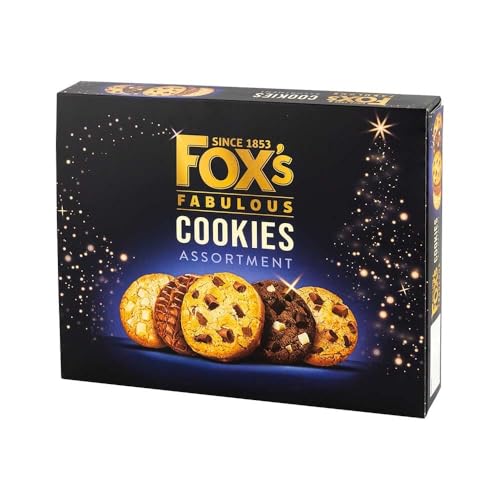 Foxs Fabulous Cookies Assortment 365g Luxury Biscuit Selection | Perfect for Xmas Gifts Biscuit Gifts Box | Milk Triple White and Half Coated Chocolate Biscuits for All Occasions (1 Box)