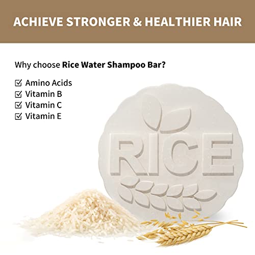Yegbong Shampoo Bar, Anti Hair Loss Rice Shampoo Soap - Handmade From Natural - Rich Vitamin, Ph Balanced 100% Vegan, 2Pcs Natural Shampoo #TOP3