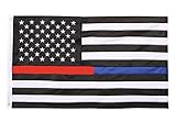 Thin Blue Line and Red Line American Flag 3x5 ft with Embroidered Stars and Sewn Stripes with...