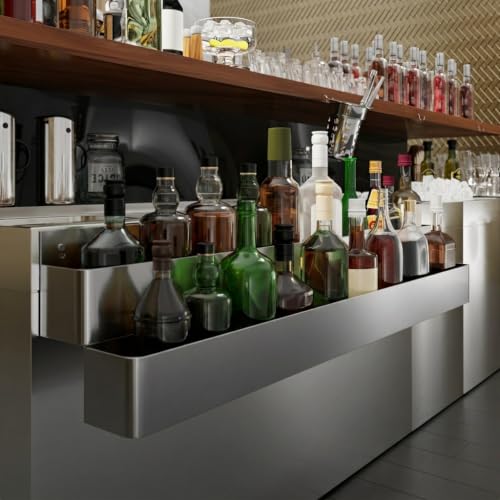 Image of AmGood 48 in. Double Tier Stainless Steel Speed Rail Rack for Commercial Bars, NSF