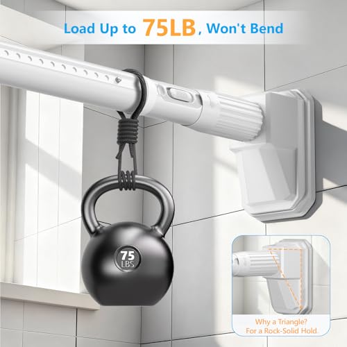 Image of FADOTY Tension Curtain Rod No Drilling, 41-139 Inch Heavy Duty Shower Rod