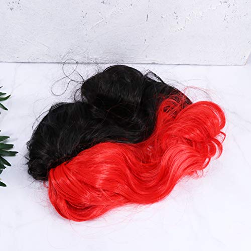 PIXNOR Vermelho Preto Rabo de Cavalo Peruca Ombre Loira Longo Cacheado Ondulado Cabelo Sintético par