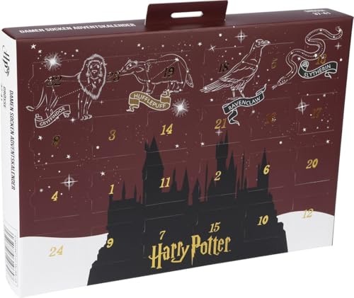 HARRY POTTER ® | Original Adventskalender | 12 Paar Socken Weihnachtskalender Mit Füßlingen + Langen Socken | 2 Größen | OEKO-TEX ® (Mehrfarbig, 37-41)