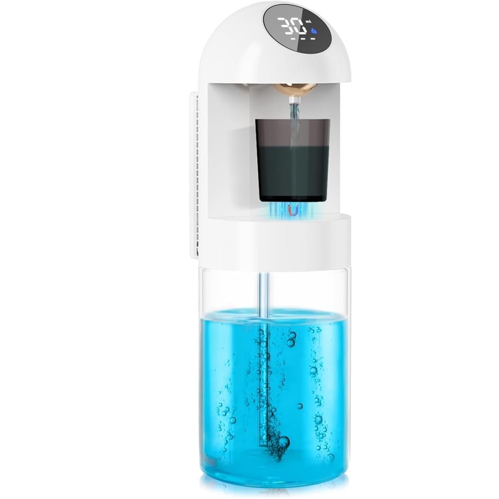 Jnchdghwa Automatic Mouthwash Dispenser for Bathroom, 20.29 Oz Dispensers with Magnetic Cups,Wall Mounted Dispenser