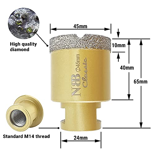 NBB vacuum brazed diamond hole saw with M14, Classic Golden type - Image 2
