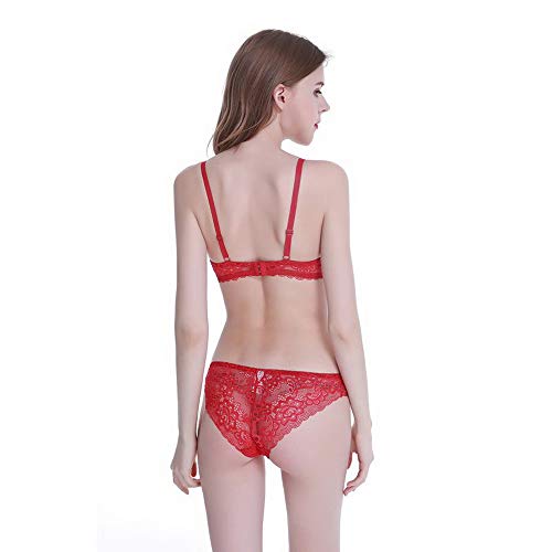 Ensemble de lingerie push up de qualité supérieure rouge taille 34E - 4