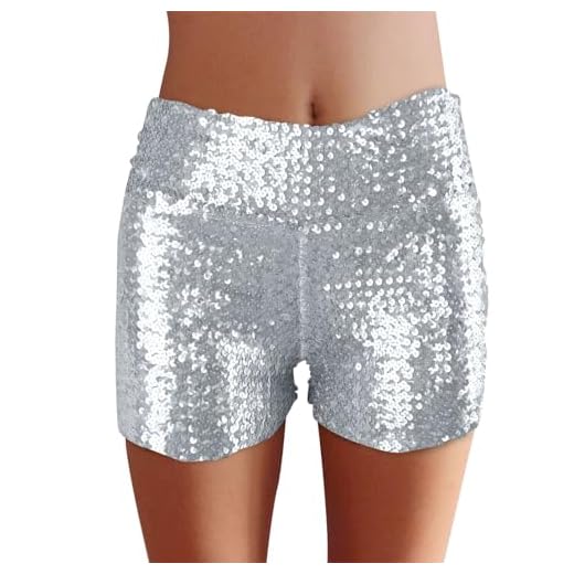 Short de Soirée à Paillettes Femme Sequins Short de Disco Rave Glitter Party Bal Fête Élastique Taille Shorts à Sequins de Glitter Party Pantalon Court à Sequins Clubwear