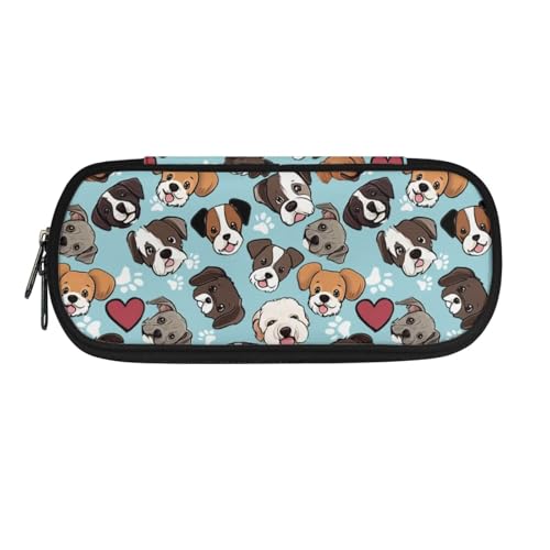 Image of Puppy Dog Pencil Case for Kids Girls Boys School Pencil Pouch Washable Pen Bag Portable Pen Holder Box Storage Organzier with Separate Compartments