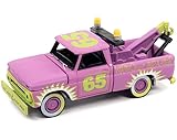 Johnny Lightning 1965 Chevrolet Tow Truck #65 Random Acts of Violets Purple with Graphics Demolition Derby Street Freaks Series Limited Edition to 15196 Pieces Worldwide 1/64 Diecast Model Car