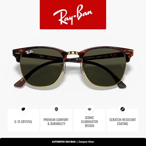 Image of Ray-Ban RB3016 Clubmaster Classic Square Sunglasses for Men for Women