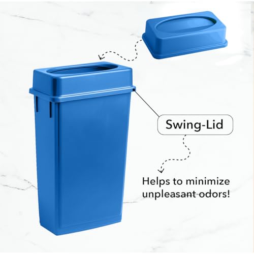 Image of 23 Gallon Slim Rectangular Garbage Can with Lid - Dark Blue