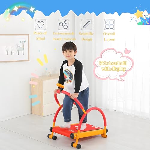 Image of Kids Treadmill for Fitness, Self-Propelled Toddler Treadmill with LED Monitor & Handlebar, Exercise Equipment for Ages 3-12, Safe & Fun Home Workout