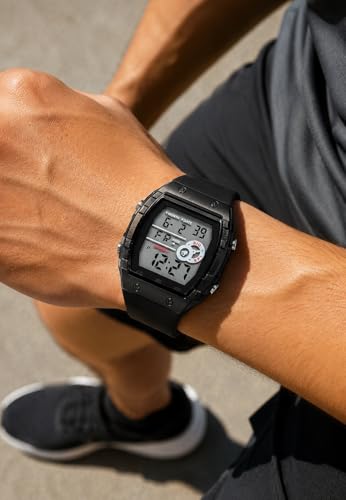 Image of Digital Sport Watch with Alarm, Stopwatch, Day & Calendar, 12 /24 Hour, Luminous, 3 ATM Waterproof