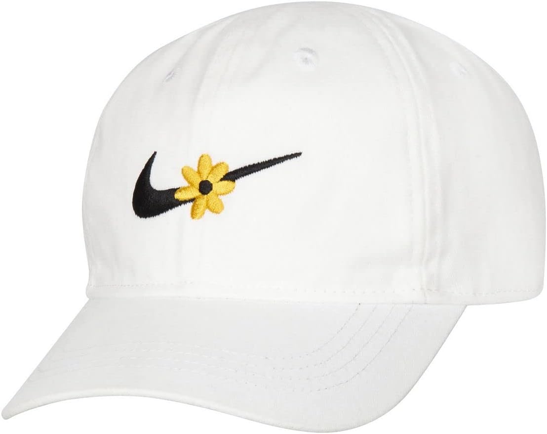 Nike Little Girls Curved Brim Adjustable Baseball Cap (White(1A2965-001)/Y, 2-4T)