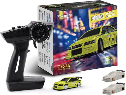 FLYCOLOR TurboRC 1:76 Mini Sports Car 4CH 2.4GHZ Remote Control Full Proportional RTR Kit with...
