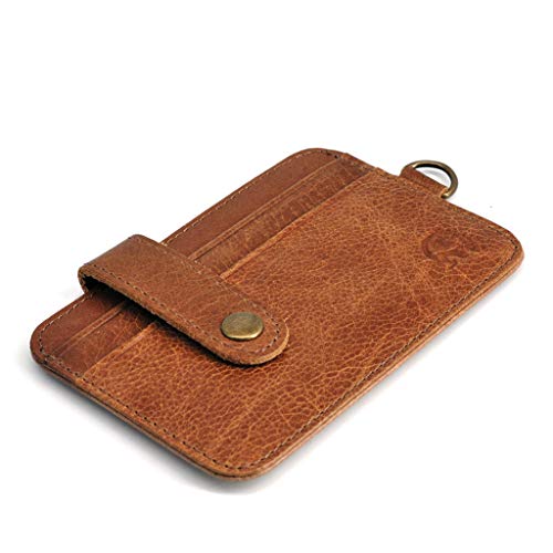 DYNWAVE Porta-cartões de identificação de couro vertical com botão de pressão