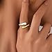 Poxtex Two Tone Gold Silver Statement Band Ring for Women, Non Tarnish Mixed Metal Ring Jewelry Size 7