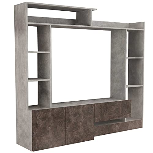 milani home - parete attrezzata porta tv soggiorno moderna di design 180x28/40x165 h