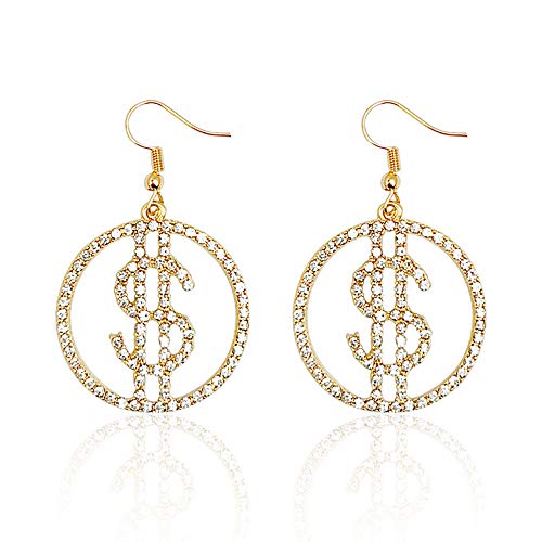 Glitter Crystal Dollar Money Sign Symbol Drop Dangle Fashion Earrings Fashion Cute Pretty Jewelry