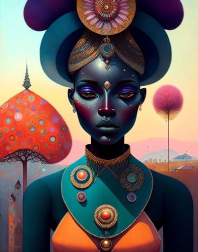 Peinture sur toile portrait art de femme noire poster 58x90