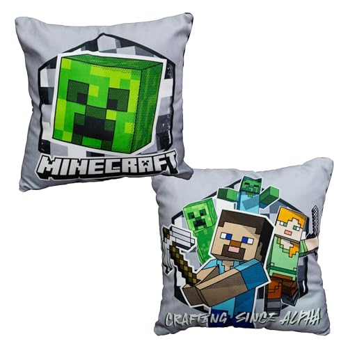 Character World Minecraft - Cojín Cuadrado con diseño de círculos, Reversible, de 2 Caras, Dormitorio o el sofá, 40 x 40 cm