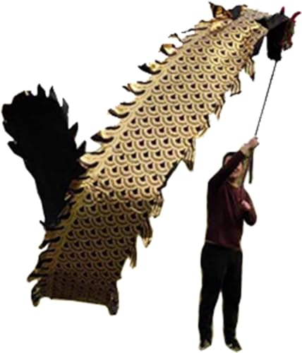 TFG - Ttfd Black Gold Printed Dancing Dragon Flag, Dancing Dragon Flag Outdoor Toys, Floating Dragon Dancer with Scales(10 m (33 ft))