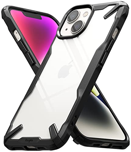 Ringke Fusion-X [Anti-Scratch Dual Coating] Compatible with iPhone 14 Case 6.1 Inches, Augmented Bumper Clear Hard Back Heavy Duty Shockproof Advanced Protective Cover - Black