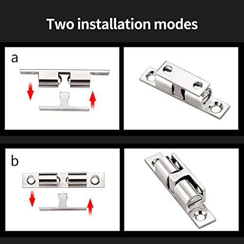 Herbst 12 Stück Kugelschnäpper Möbel 50mm Doppelkugelschnäpper Edelstahl Türschapper für Schränke, Badezimmer, Kleiderschränke, Schubladen (Silber, 12Stück)