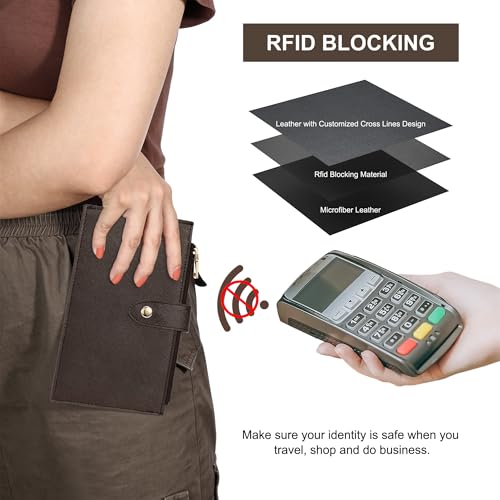 Image of Travelambo RFID Wallet Women Large Size Bifold Multi Card Wallet Case with Zipper Pocke Credit Card Holder for Women