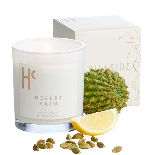 Hillside Candle Desert Rain Single Wick Soy Candles, Luxury Scented Candles for Home - Up to 60 Hour Burn Time, Cruelty-Free Soy Wax Blend - Rain Fragrance, Notes of Cardamom & Apple Blossom (9 oz) Deal