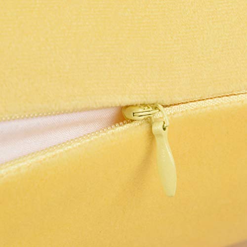 Image of Mixhug Set of 2 Cozy Velvet Rectangle Decorative Throw Pillow Covers for Couch and Bed, Pale Yellow, 12 x 20 Inches