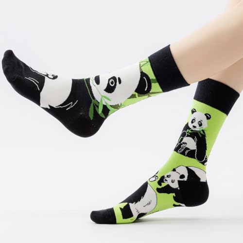 Image of 2 Pairs Cartoon Animal Crew Socks Fun Cotton Mid Calf Socks for Women